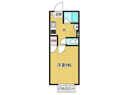 PLUME木更津(1K/2階)の間取り写真