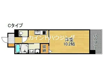 カルムドアビタシオン(1K/3階)の間取り写真