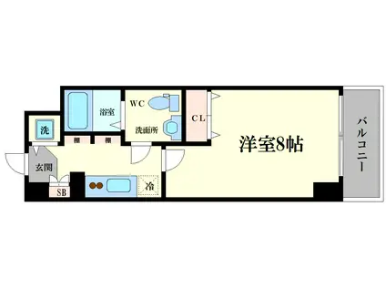 ルクレ難波(1K/8階)の間取り写真