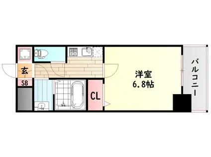 フォーリアライズ難波シエロ(1K/3階)の間取り写真