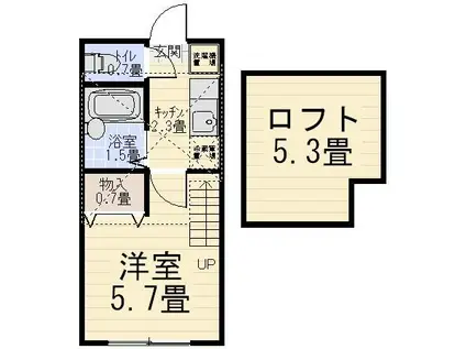 メゾンドシュクル(1K/2階)の間取り写真