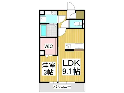 塩尻駅西口マンション(1LDK/2階)の間取り写真