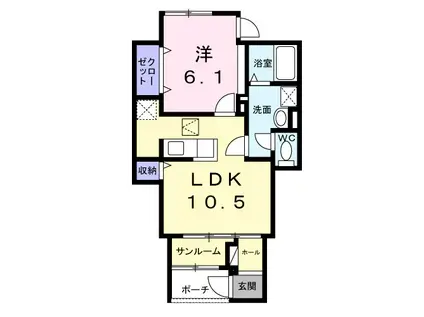 ソレイユ(1LDK/1階)の間取り写真
