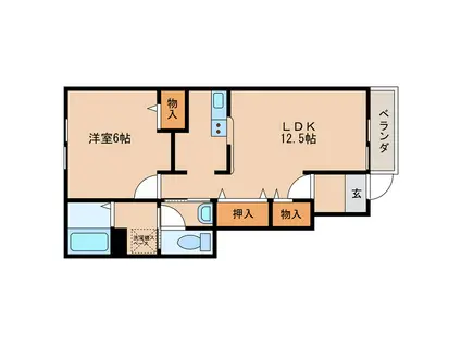 ミニョン・ユキ(1LDK/1階)の間取り写真