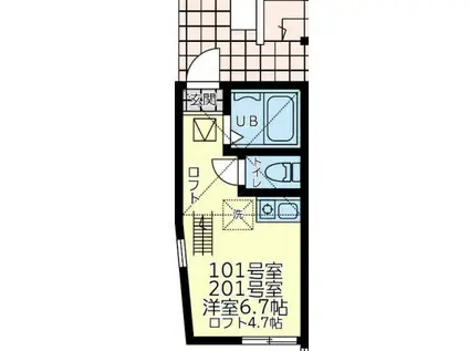 ユナイト新町ジルベール(ワンルーム/1階)の間取り写真