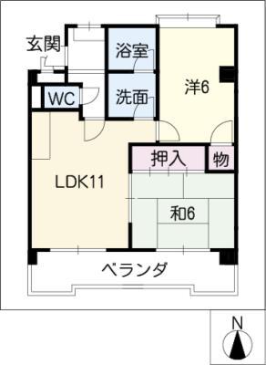メゾン見晴台(2LDK/4階)の間取り写真