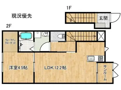 ガーデンヒル出西A(1LDK/2階)の間取り写真