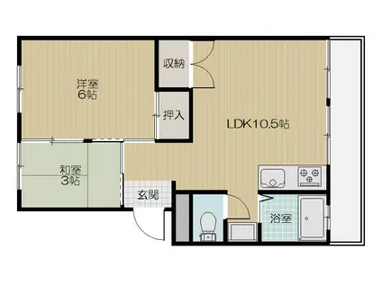 メゾンアップル(2LDK/3階)の間取り写真