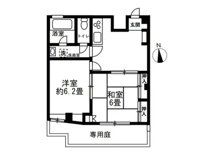 方南日卓ハイツ(2DK/1階)の間取り写真