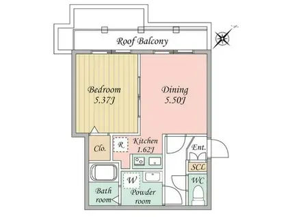 ブランシェ哲学堂通(1DK/4階)の間取り写真