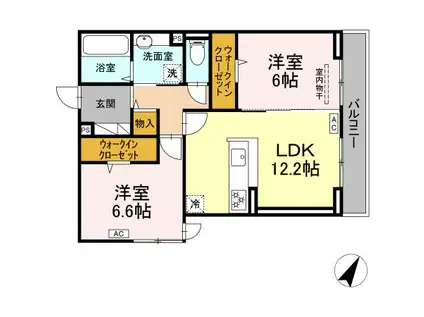 ヴィオルーチェ B棟(2LDK/2階)の間取り写真