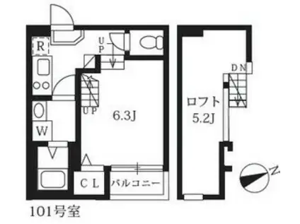 ハーモニーテラス八田II(1K/1階)の間取り写真