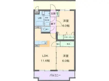 エヌケイガーデン(2LDK/3階)の間取り写真