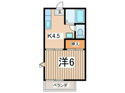 稲荷山ハイツ(1K/2階)の間取り写真