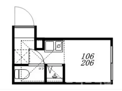 ハーモニーテラス日ノ出町IV(ワンルーム/2階)の間取り写真