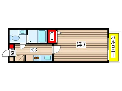プリモクラッセ登戸(1K/4階)の間取り写真