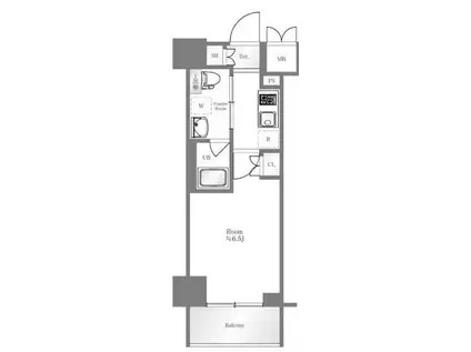 ハーモニーレジデンス横浜みなとみらい(1K/4階)の間取り写真