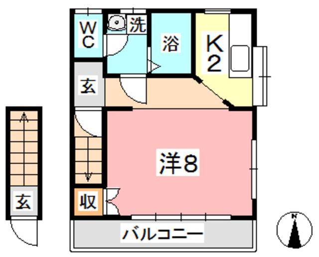 京屋コーポ(1K/2階)の間取り写真