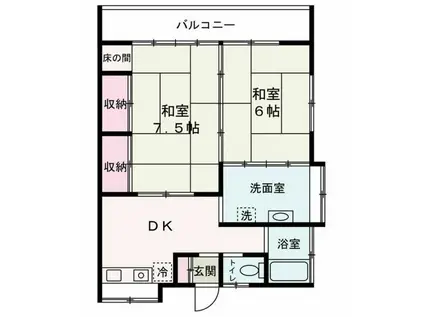 コーポ君寿(2DK/2階)の間取り写真