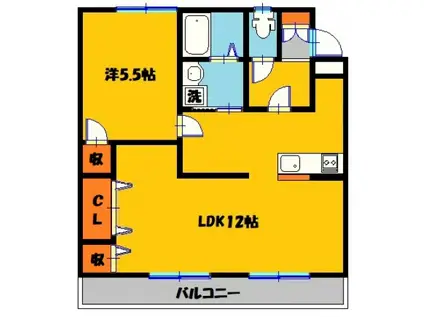 ディマンドハイツB(1LDK/2階)の間取り写真