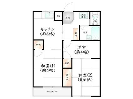 サクシード酒殿(3DK/2階)の間取り写真