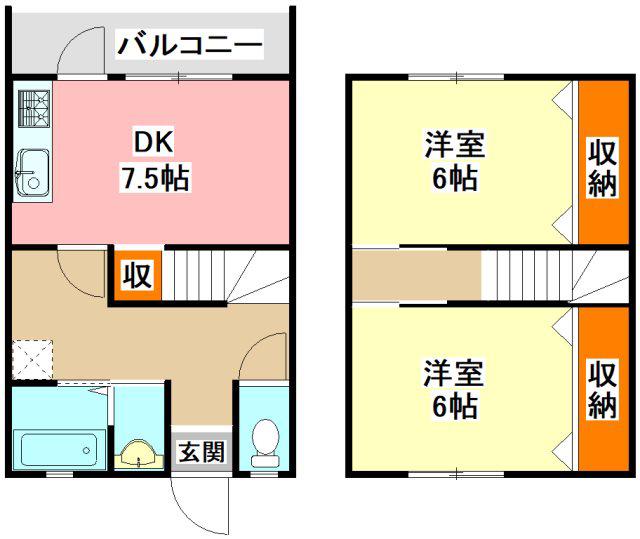 サニーコート水取(2DK/1階)の間取り写真