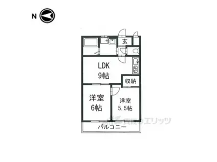 パール香芝(2DK/1階)の間取り写真