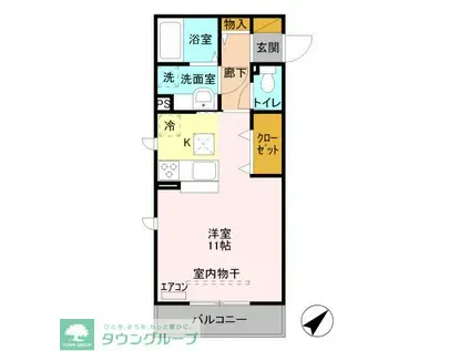 BELL GREEN(ワンルーム/1階)の間取り写真