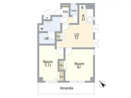 ステラ・I(2LDK/3階)の間取り写真