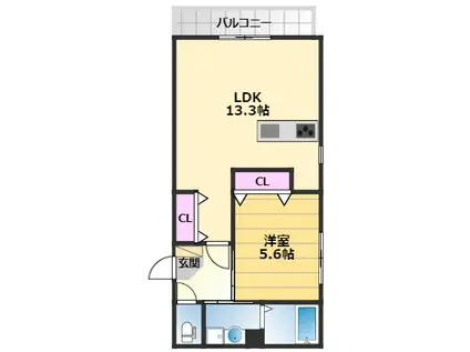 ディアコート(ワンルーム/1階)の間取り写真