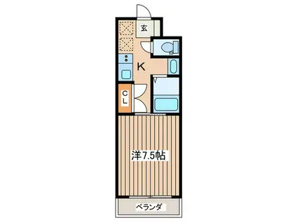 ヌーベルポルト向山(1K/4階)の間取り写真