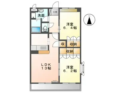 ラティールII(2LDK/2階)の間取り写真