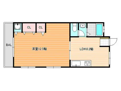 家の森ハイツ(1DK/2階)の間取り写真