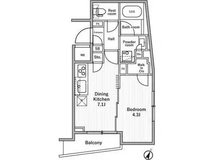 NIDO MOTOHASUNUMA(1DK/3階)の間取り写真