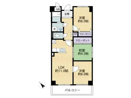 アネスト恵美寿(3LDK/6階)の間取り写真