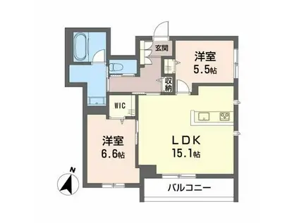 ファルコ鷹匠(2LDK/2階)の間取り写真