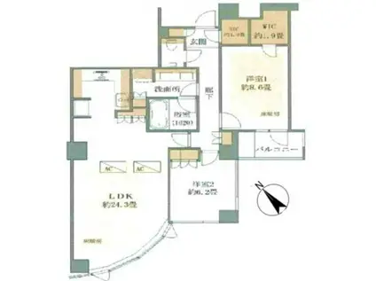 シエルトーレ三番町(2LDK/5階)の間取り写真