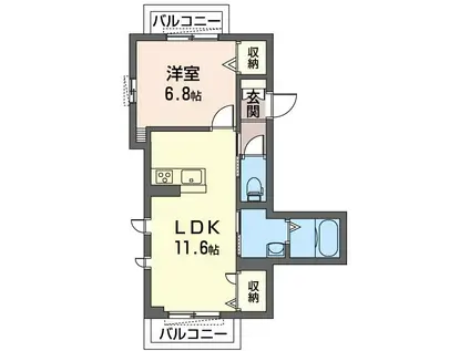 LIEN FLEUR(1LDK/1階)の間取り写真