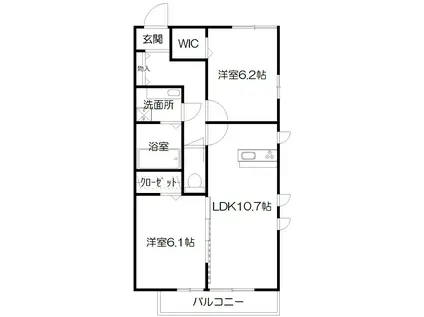 大和ハウス建築 セコム24時間セキュリティ オートロック有(2LDK/2階)の間取り写真