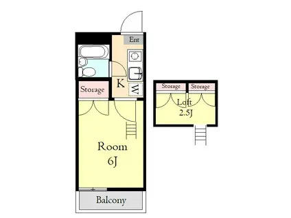 コリーヌ・F(1K/2階)の間取り写真