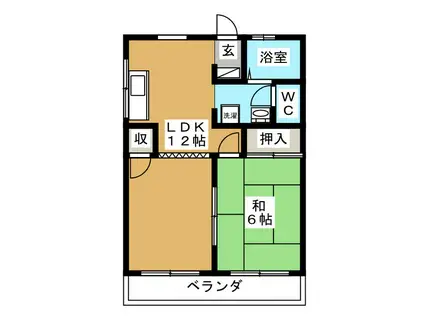 コーポ竹之内B棟(1LDK/2階)の間取り写真