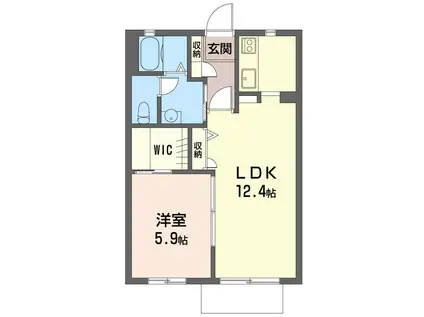 スカイコート(1LDK/1階)の間取り写真