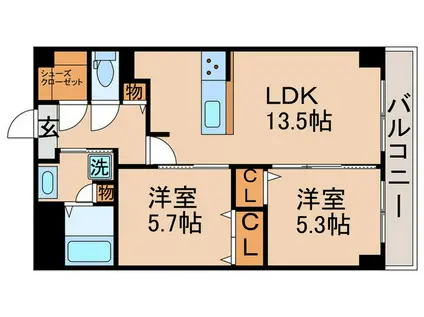 ベルクハイム立石(2LDK/5階)の間取り写真