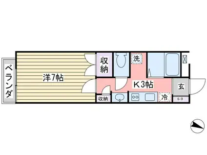 ヒューマンパレス新松戸I(1K/2階)の間取り写真