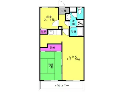 パレウイング(2LDK/1階)の間取り写真