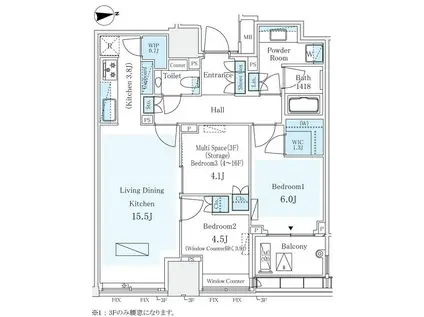 パークコート ザ・三番町ハウス(2SLDK/9階)の間取り写真