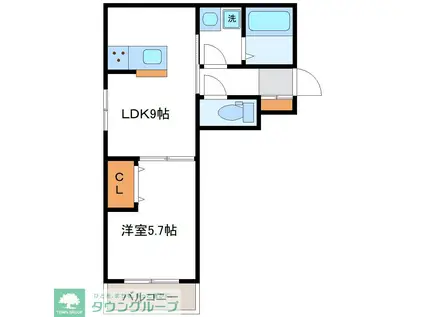 多摩区宿河原6 PJ(1LDK/2階)の間取り写真