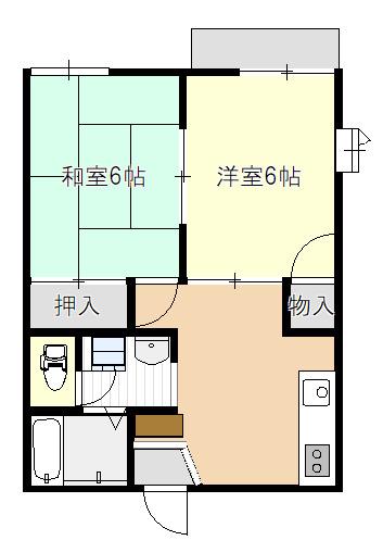 メゾンボヌール日吉(2DK/1階)の間取り写真