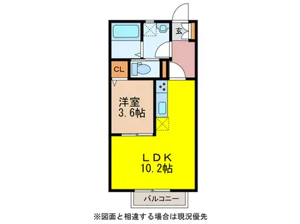 ラ・メール A棟(1LDK/2階)の間取り写真