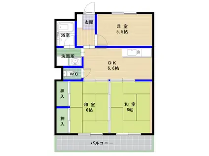 エクセル香椎(3DK/4階)の間取り写真